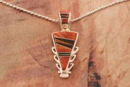 New Design by Calvin Begay! Genuine Spiny Oyster Shell  Sterling Silver Pendant